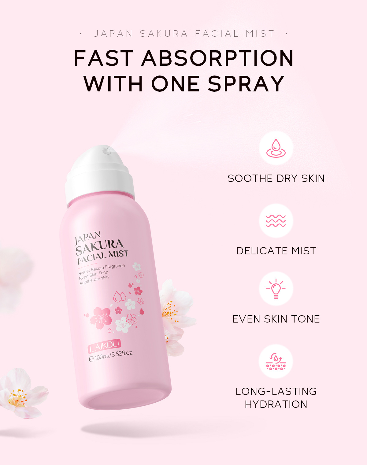 LAIKOU Sakura Осветляющий спре – обзор и цена Niacinamide Brightening Serum